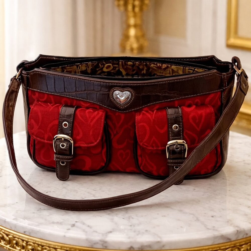 ❤️ Elegant Red & Brown Women’s Shoulder Bag